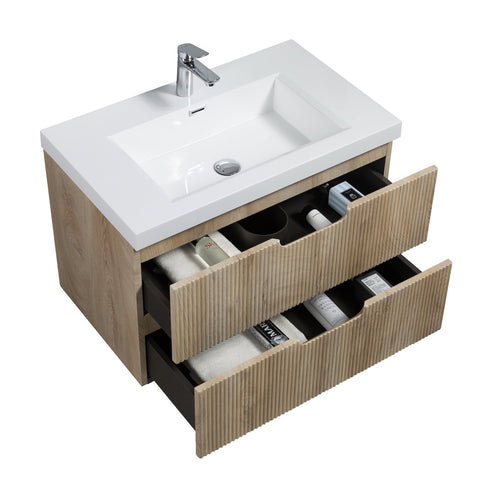 Badplaats Badkamermeubel Set Thermis 80 cm – Licht Eiken – Badmeubel met Wastafel