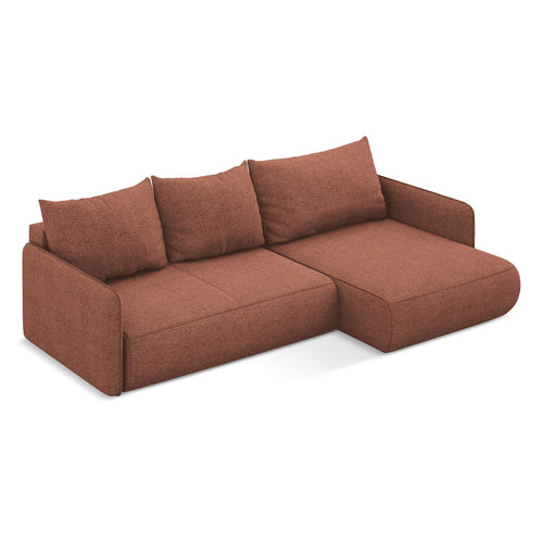 LaMiaSofa hoekbank rechts Palermo - chenille stof - gedempt roze - 240x148x86