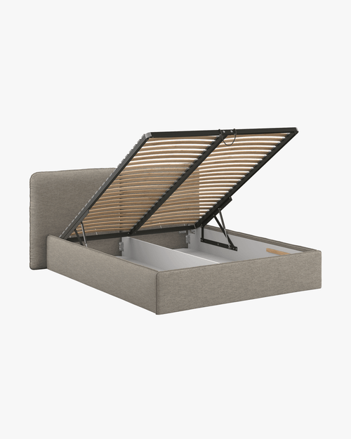 noo.ma gestoffeerd bed met opbergruimte - bright brown, 95 cm hoog