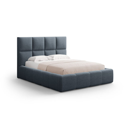 Cosmopolitan Design - Opbergbed met hoofdeinde Livigno 200x140cm structurele stof donkerblauw - 230x165x125cm