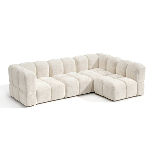 Sia Home - Modulaire hoekbank rechts NUBI - fluweel met structuur  256cm