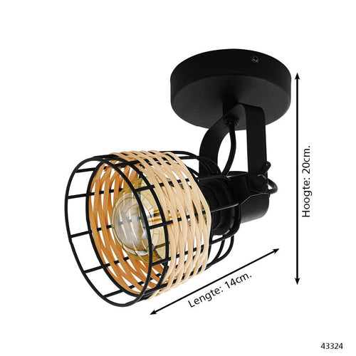 EGLO spot Anwick 1 - e27 - hout - zwart/bruin