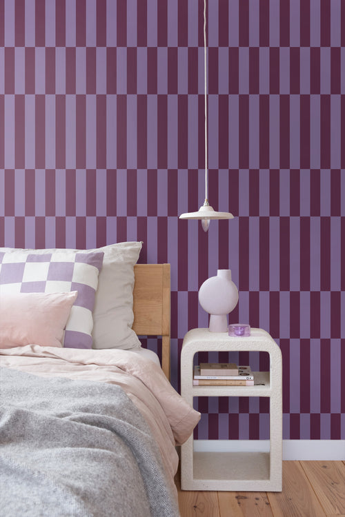ESTAhome behang strepen aubergine paars - 50 x 900 cm - 131423 - vtwonen shop