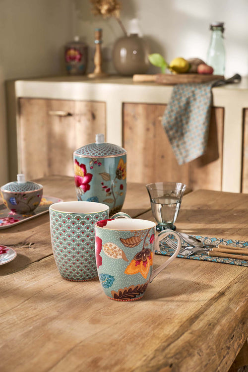 Pip Studio Mokken - Blooming Tales - Lichtblauw - 365ml - Set van 2