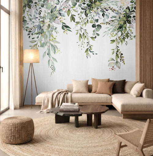 Sanders & Sanders fotobehang bladeren wit en groen - 375 x 270 cm - 601434