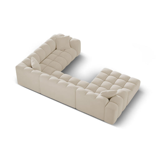 Cosmopolitan Design - Panoramische hoekbank rechts Treno 4-zits, flueel donkerbeige - 240x330x70cm