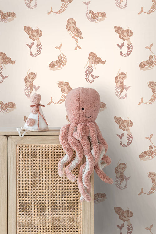 ESTAhome behang zeemeerminnen terracotta roze - 50 x 900 cm - 131499 - vtwonen shop