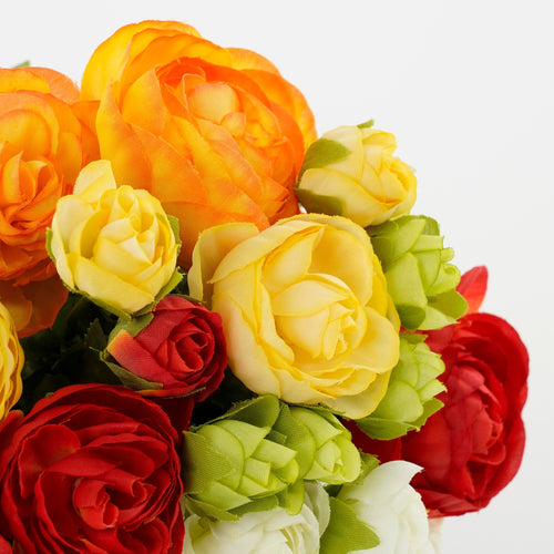 Mica Decorations Ranonkels Kunstbloemen Boeket - H35 x Ø26 cm - Oranje