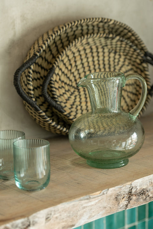 J-Line glas Kyle - glas  - transparant/groen - 6 stuks