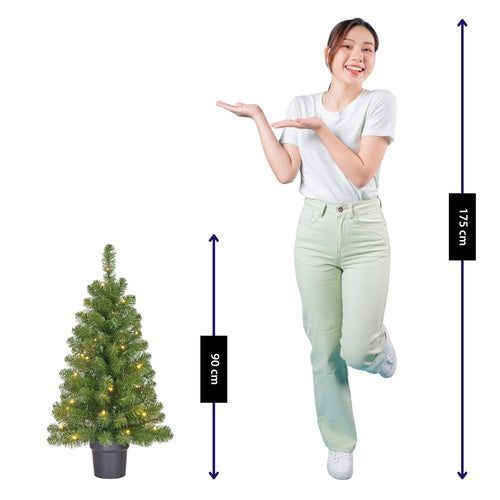 Black Box Trees Norton Kunstkerstboom met Verlichting - Kerstboom H90 x Ø50 cm - Kunstboom in Pot - Groen
