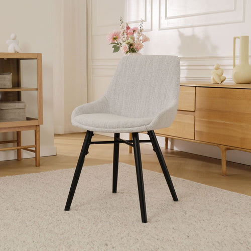 Nolon Nena-Isa Eetkamerstoel Beige Gemêleerd - Zwarte Houten Poten - vtwonen shop