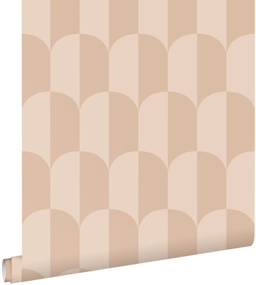 ESTAhome behang art deco bogen poederroze - 50 x 900 cm - 139988 - vtwonen shop