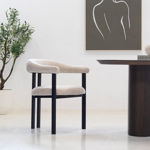 DÉJA Living Eetkamerstoel Odense - Stof - Beige/Zwart - Set van 2