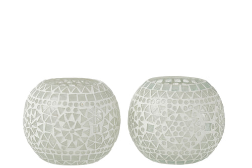 J-Line kaarshouder Eki Mozaiek - glas - wit - large - 2 stuks - vtwonen shop