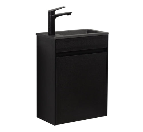 Badplaats Toiletmeubel Sinta 40 x 22 cm - Zwart - Fonteinmeubel met Zwarte Wastafel
