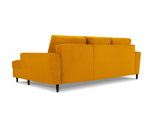 Cosmopolitan Design Converteerbare hoekbank rechts met opbergdoos Kyoto 4-zits, ribfluwelen, geel - 145x241x88cm