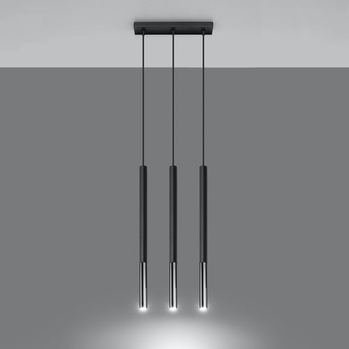 Sollux Lighting Hanglamp MOZAICA 3L zwart/chroom - 30x5x90cm