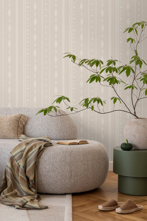 Sanders & Sanders behang etnisch motief beige en wit - 53 cm x 10 m - 640523