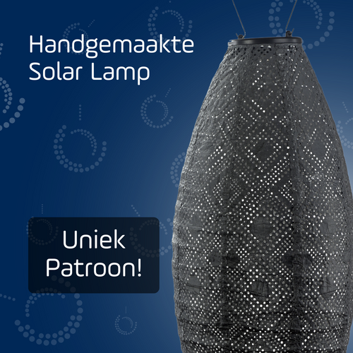 Lumiz solar lampion - mosaic long oval - 20 cm - donkergrijs - vtwonen shop