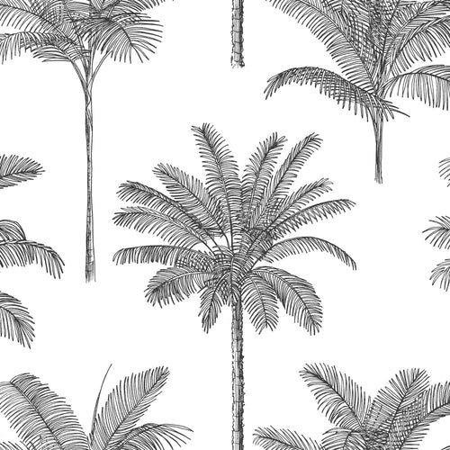 ESTAhome behang palmbomen zwart wit - 53 cm x 10.05 m - 139162