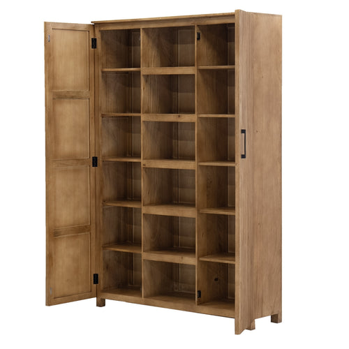 Giga Meubel Wandkast Tobi - Mangohout - Naturel - 140x40x210cm - vtwonen shop