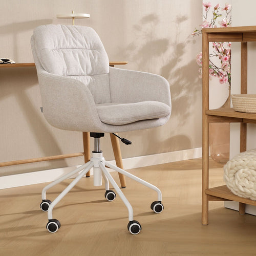 Nolon Nout-Mia Bureaustoelen Set van 2 - Beige - Wit Onderstel