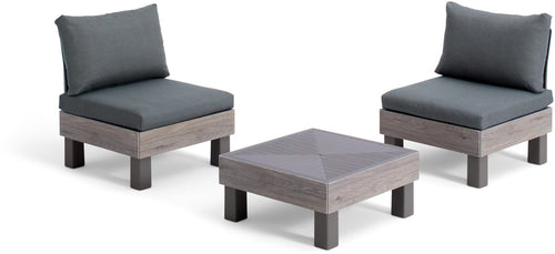 Keter Signature Elements Balkonset - 2 personen - met groene kussens - Cappuccino/Ashwood