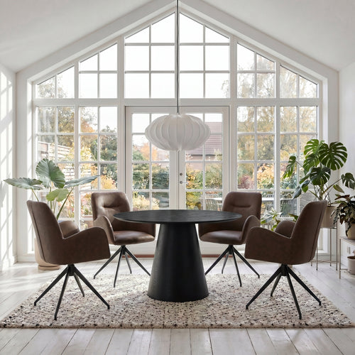 Furnhouse eetkamerstoelen armleuning Jennifer - Cognacbruin - Kunstleer - Set van 6
