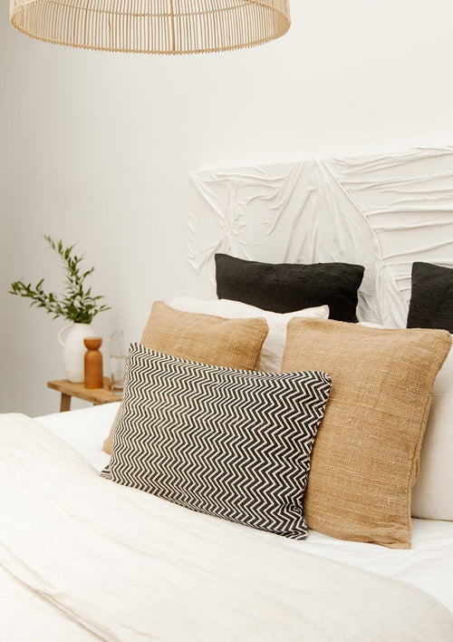 Originalhome Kussen gerecycled katoen zigzag wit - 60x40 cm