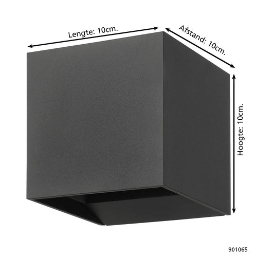 EGLO wandlamp Calpino 3 - led - 10 cm - antraciet - binnen en buiten - vtwonen shop