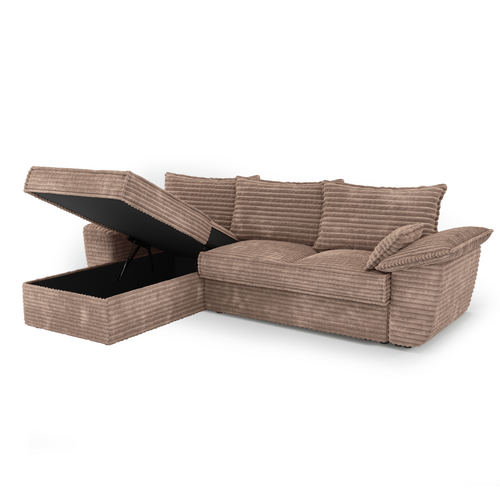 Sia Home - Hoekbanken links SASHA - XXL ribfluweel - Mol - 257cm - vtwonen shop