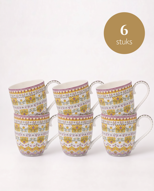 Pip Studio - XL Mokken - Lily & Lotus - Moon Delight - Geel - Set van 6