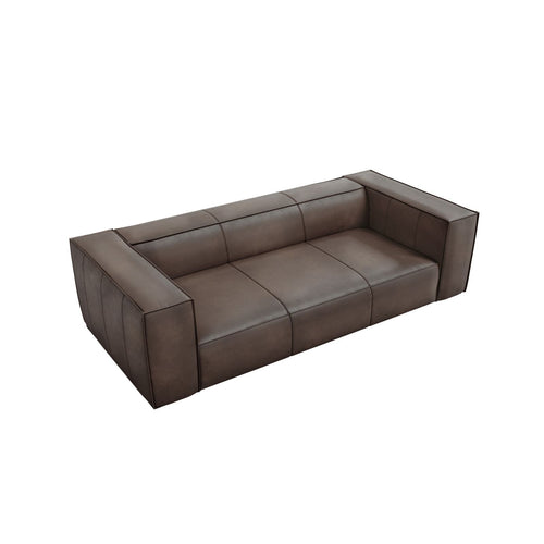 Cosmopolitan Design - Bank Turin 3-zits, echt leer grijs bruin - 100x227x68cm