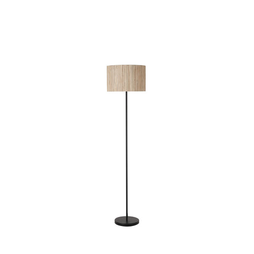 Searchlight - Meadow 1-lichts vloerlamp, natuurlijke graskap en zwart metaal