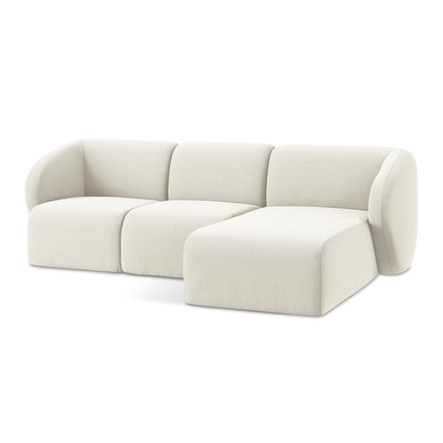 LaMiaSofa hoekbank rechts Cervo - velours - lichtbeige - 248x166x75
