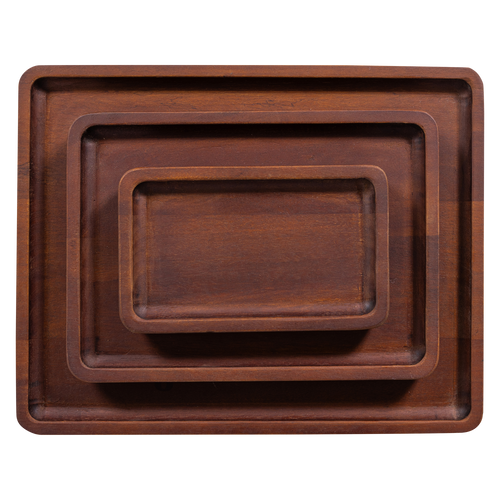 WOOOD dienblad Trayla - Mangohout - Bruin - Set van 3 - 45x35x3/35x25x3/25x15x3