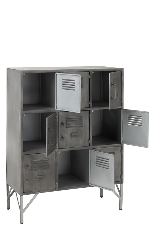 J-Line kast - 9 deuren - metaal - zilver