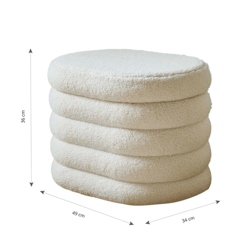 Petite Amélie Poef met opbergruimte - Beige - Teddy stof - Stevige houten constructie - Poef en opbergplek in één - vtwonen shop