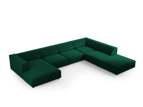 Cosmopolitan Design Panoramische hoekbank rechts Arendal 7-zits, flueel, flessengroen - 262x364x70cm