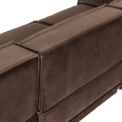 WOOOD chaise longue bank rechts Manu - Velvet - Bruin - 73x286x160