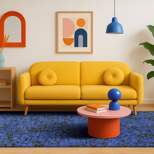 Lola&Moi vloerkleed Blue Grass - blauw - 80x150cm