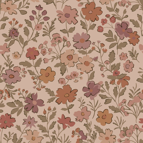 ESTAhome behang bloemetjes terracotta roze - 53 cm x 10.05 m - 131321 - vtwonen shop