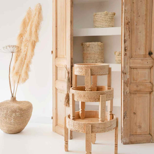 NOA MAY Bijzettafel Souk - naturel - hout - Ø 50 x h 43 cm