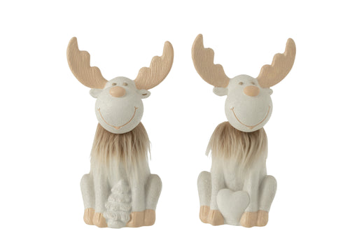J-Line kerstfiguur Hertjes - polyresin - wit/beige - large - 2 stuks - vtwonen shop
