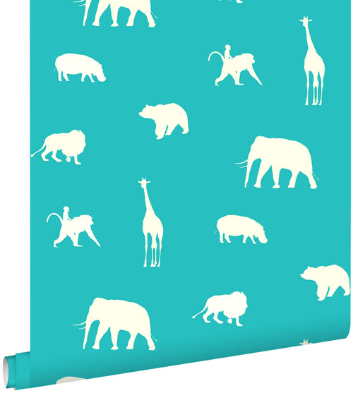 ESTAhome behang dieren turquoise - 53 cm x 10.05 m - 137337