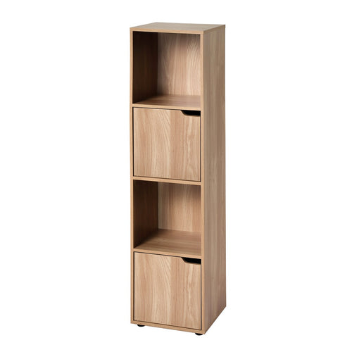 Calicosy - 4-vaks kast, houtdecor, 2 deuren MODU - 29x30.7x120 cm