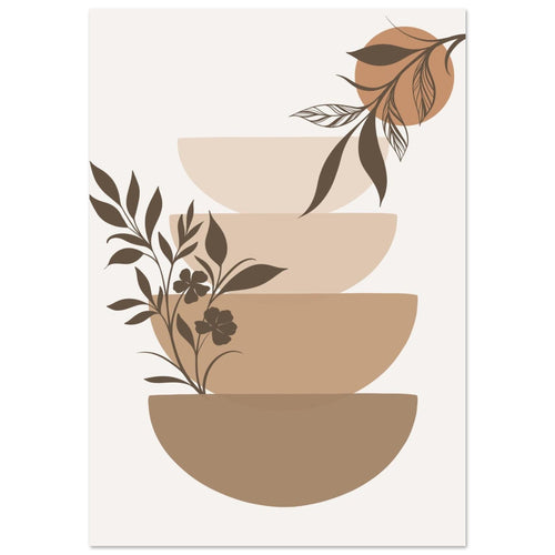 Artfulprints Poster met Lijst Boho – Botanical stack   - A4 21x29.7 cm - Bruin