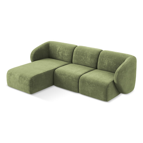 LaMiaSofa hoekbank links Cervo - chenille stof - groente - 248x166x93