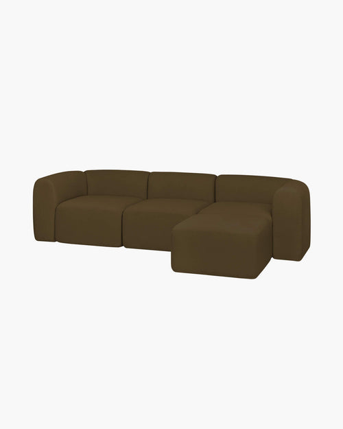 noo.ma Flom 3-zits hoekbank modulair - Gold Olive, soft zitcomfort