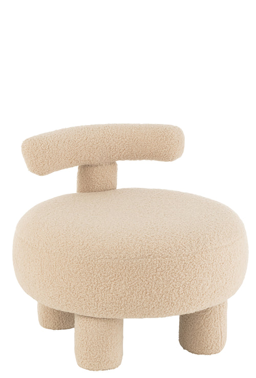 J-Line kruk Rond met Rugleuning Bouclé - textiel - beige - vtwonen shop